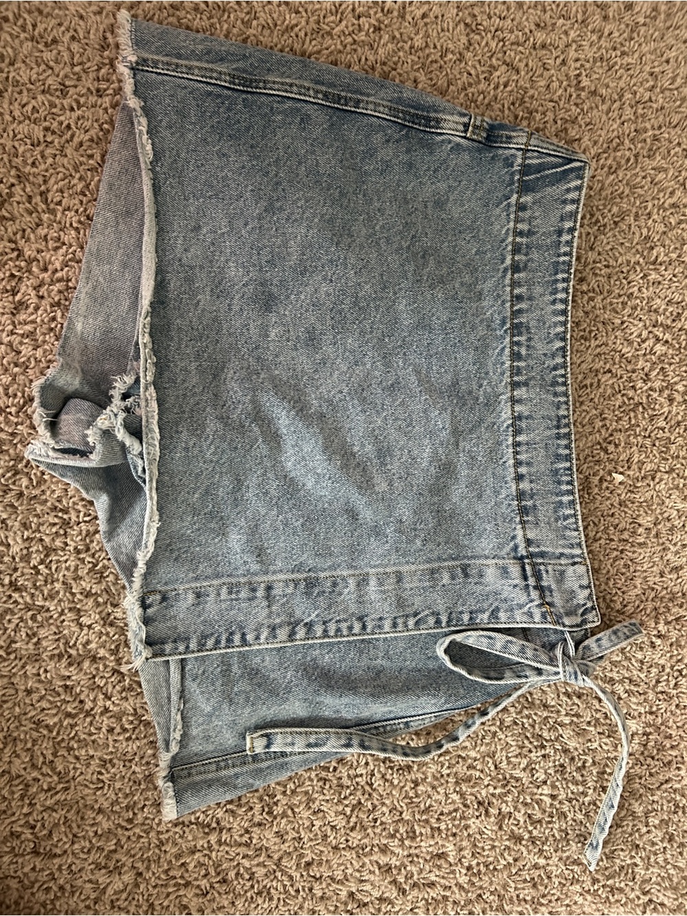 Altar'd State Light Blue Denim Skirt with Side Tie Detail